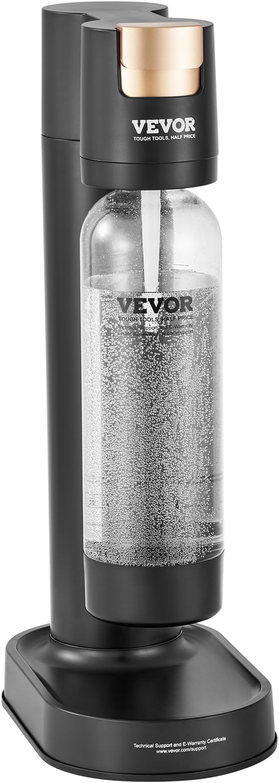 VEVOR Sparkling Water Maker, Soda Maker Machine for Home Carbonating, Seltzer Water Starter Kit with BPA free 1L PET Bottle, Compatible with Mainstream Screw-in 60L CO2 Cylinder(NOT Included), Black