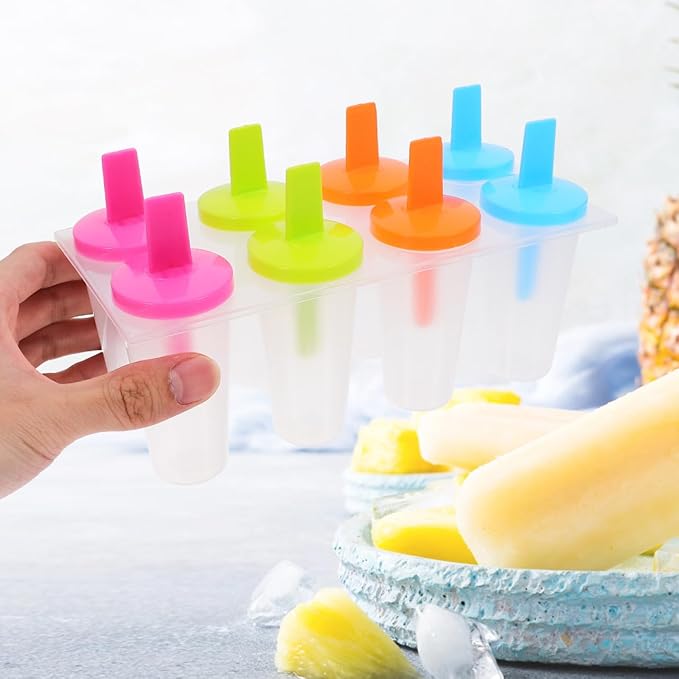 DOITOOL Ice Pop Molds for Kids and Adults Reusable Diy Maker Easy Release Plastic Ice Cream Mold with Lid 2.95X4.72X1.57In Perfect for Summer Treats and Parties