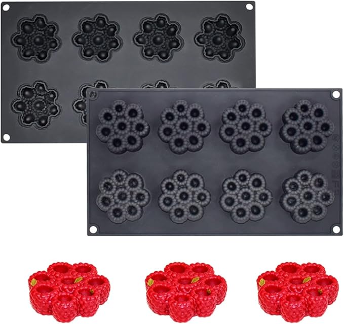 Cake Mold, Silicone Round Raspberry Molds for Mousse Cake, French Dessert, Candy, Soap, Resin Coaster, Non-Stick Baking Pan, Reusable Food Grade Silicone Mould (F_ Raspberry)