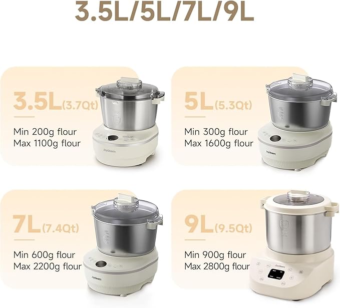 Joydeem Electric Dough Maker, 9.5Qt with Winter & Summer Fermentation, Dual Functions (MIX for Dough/Kneading, BLEND for Filling) - Ideal for Bread, Pizza, Roti, Dumplings, Sourdough, HMJ-A901