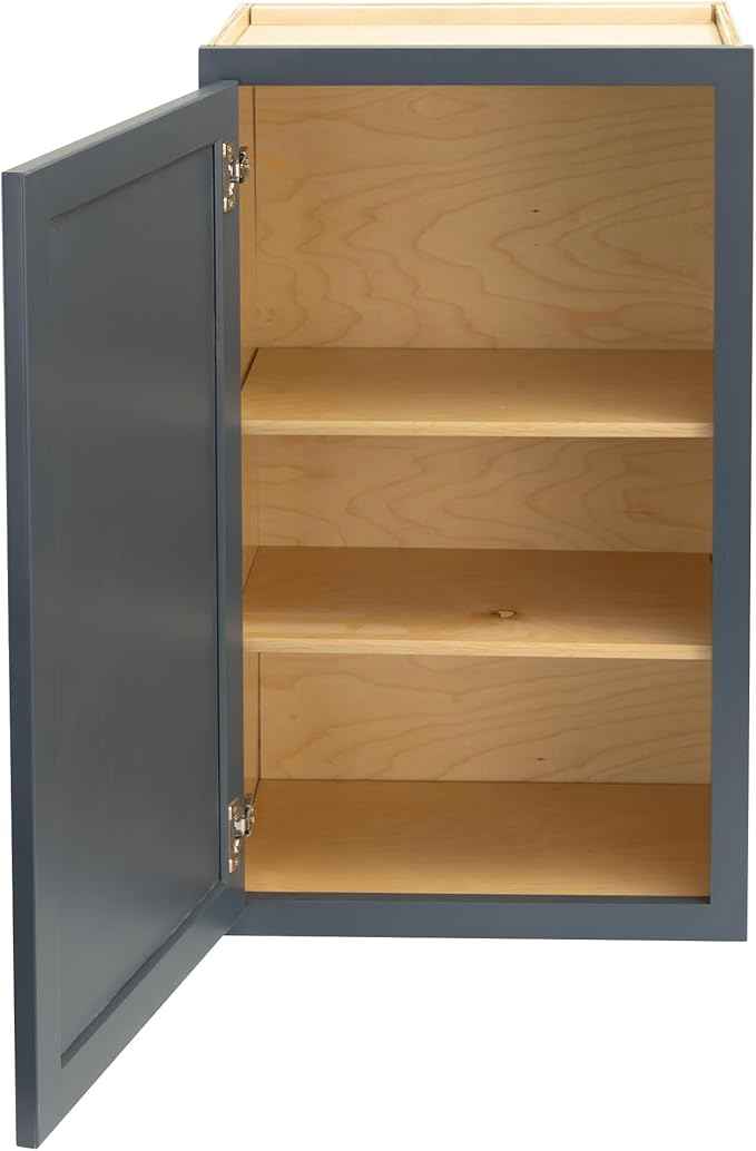Quicklock RTA (Ready-to-Assemble) 42" Tall Wall Kitchen Cabinets - Shaker Style | 100% Hardwood | Made in America | Soft Close Hardware (Needlepoint Navy, 12''D x 18''W x 42''H)
