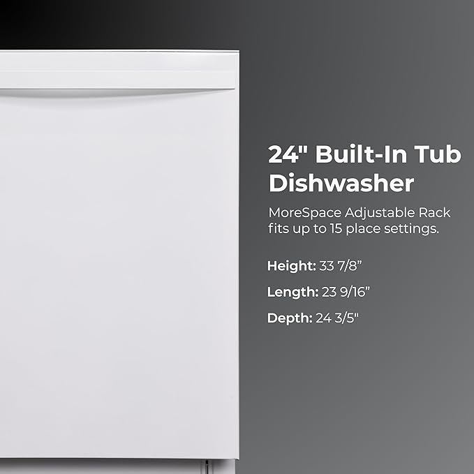 Kenmore 22-14642 24" Built-In Dishwasher - UltraWash Plus, EasyFlex Third Rack, TurboDry, SmartWash & Reach-Thru Handle - 15 Place Settings - 45 DBA - ENERGY STAR Certified - 24" - White