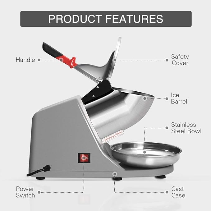 VIVOHOME Electric Ice Shaver Snow Cone Maker Machine Silver 143lbs/hr with VIVOHOME 4.75 Quart Stand Mixer, 8 Speed Kitchen Electric Food Mixer