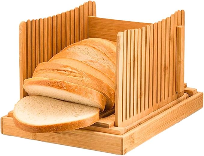 Fenteer Bamboo Bread Slicers Toast Slicers Manual Kitchen Tools Cutting Guide Bread Loaf Slicers Bread Slicers Machine for, Style A