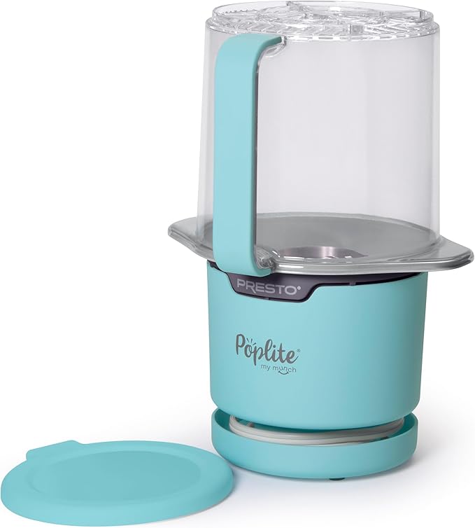 Presto 04811 PopLite My Munch Hot Air Popcorn Popper - Personal Sized, Built-In Serving Bowl, Compact Design, 8 Cups, Blue