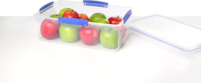 Sistema KLIP IT Food Storage Container, 7 L, Airtight & Stackable, BPA-Free, Clear with Blue Clips