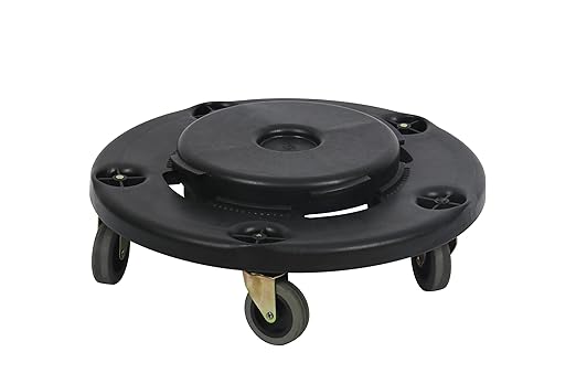 PLASTIC PRINCE Trash Can Dolly with Wheels, Black Garbage Can Wheels, Transports 20, 32, 44 and 55 gal Brute Trash Can Dolly, 18 Inches