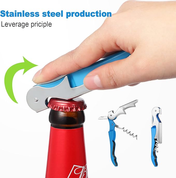 Honoson 16 Pieces Wine Opener Bulk Corkscrew Bottle Wine Key Opener Waiter Metal Heavy Beer Corkscrew Serrated Foil Cutter Key for Servers Home Restaurants Bars Waiter Bartenders (Fresh Colors)