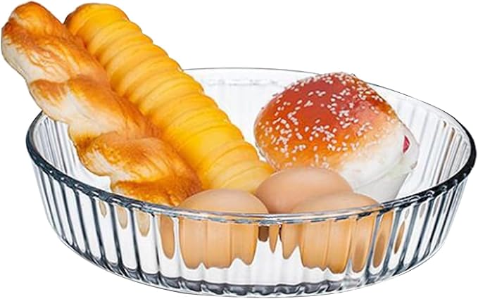 10 Inch Round Pie Plate Glass Pie Pan for Baking Deep Round Pie Plate Dish Great For Apple, Pumpkin, Holiday Pies,Oven Safe Tray (2)