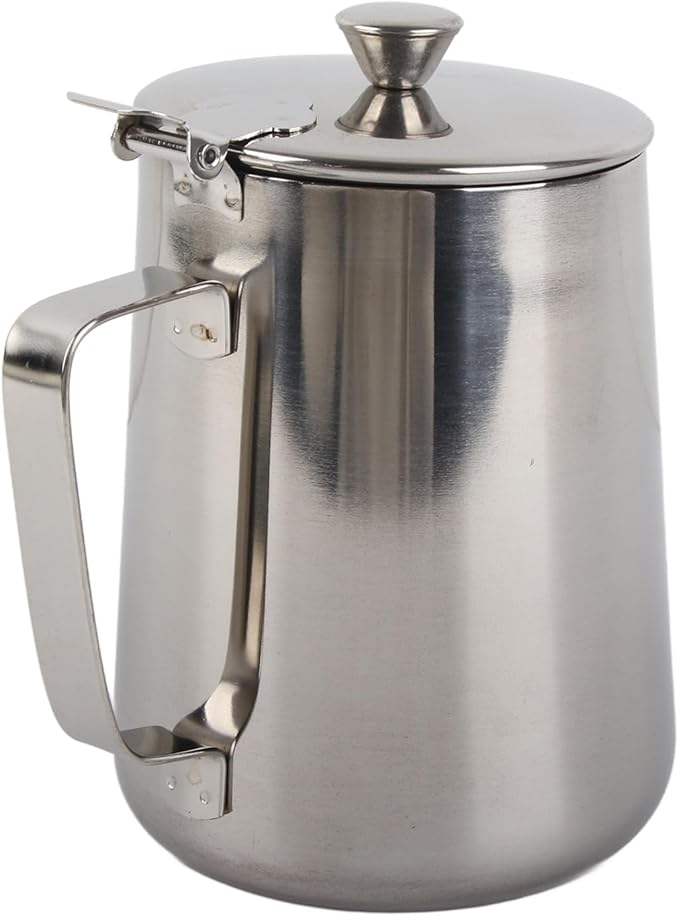 Stainless Steel Coffee Cup, Milk Frothing Jug, Latte Pitcher with Lid, 1000ml Frothing Cup for Baristas, Stainless Steel Mug for Hot & Cold Drinks