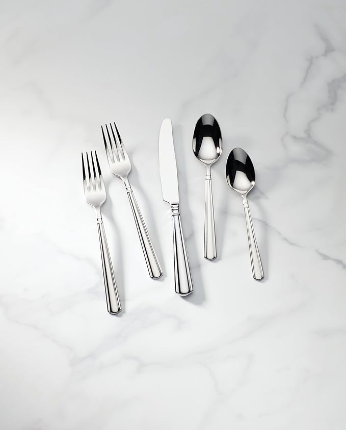 Lenox Amber Hill 65-Piece Flatware Set, 9.65 LB, Metallic