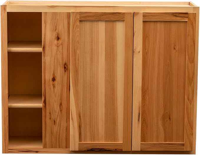 Quicklock RTA (Ready-to-Assemble) 42" Tall Wall Kitchen Cabinets - Shaker Style | 100% Hardwood | Made in America | Soft Close Hardware (12" D x 39" W x 42" H Blind Corner, Rustic Hickory)