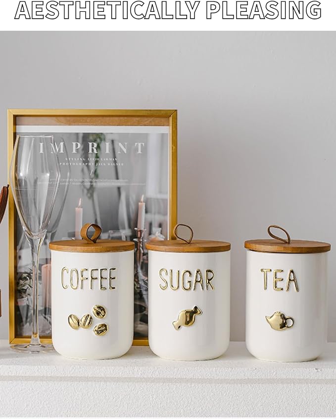 Ceramics Sugar Container, Sugar Bowl with Airtight Lids, Simple Style Kitchen Canisters for Countertop, White Sugar Storage Canisters(27.05oz/800ml)