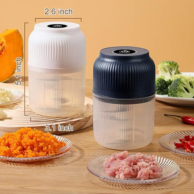 Electric Garlic Chopper, Mini Portable Veggie Chopper, 2026 New Small Garlic Chopper Mincer, USB Rechargeable, Wireless Veggie Grinder, For Mashing Onion, Garlic, Chili, Ginger (White, 3 blades)