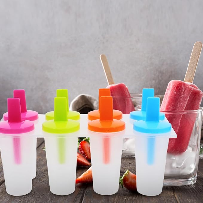Zerodeko Ice Pop Mold, Set 24 Pcs Reusable Silicone Freezer Trays for Diy Ice Cream Treats Kids Parties and Healthy Summer Snacks