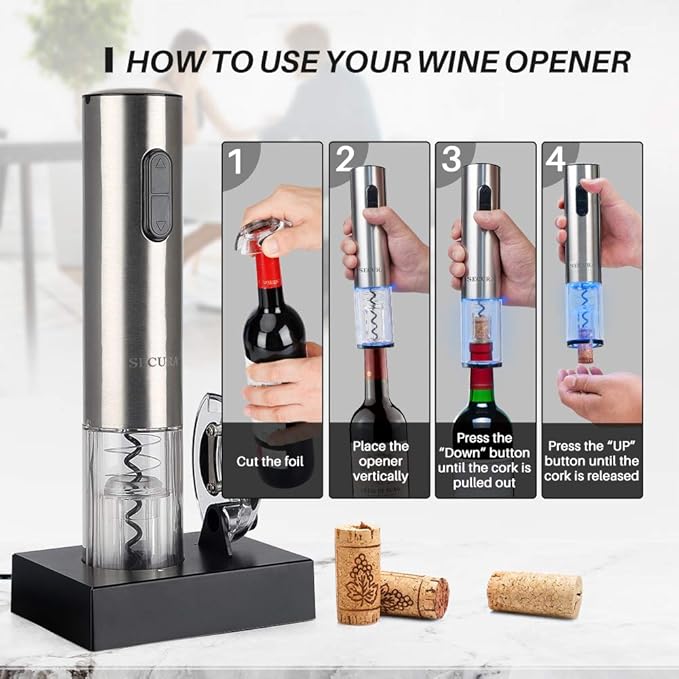 BLACK+DECKER 8 Bottle Wine Fridge + Secura Electric Wine Opener