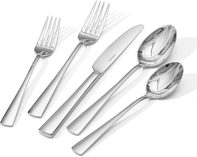 KINGSTONE Silverware Set for 12, 60-Piece Forged 18/10 Stainless Steel Flatware Set, Mirror Finish Cutlery Set Dishwasher Safe for Home, Restaurant, Wedding, Party, Gift