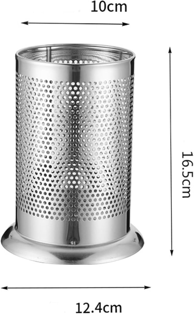 Tissting Stainless Steel Kitchen Utensil Holder, Chopsticks Straw Basket Drying Rack Utensil Organizer, Round Silverware Draining Organizer Drying Rack with Drain Holes