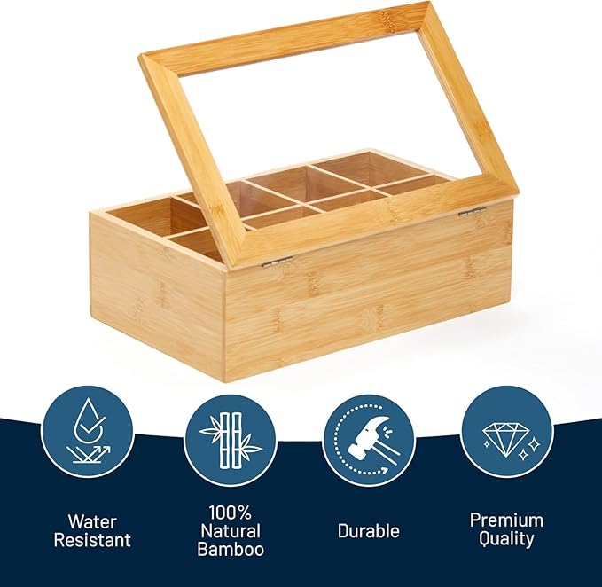 Twinings Tea Bag Sampler Variety with Bamboo Organizer (60 Tea Bags) 40 Different Flavours, Gift for Tea Lovers: Women, Men, Mom, Dad, Family, Friends, Couples