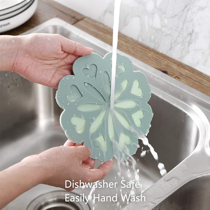 Set of 4 Silicone Trivet Mat - Hot Pot Holder Hot Pads for Table & Countertop - Trivet for Hot Dishes - Non-Slip & Heat Resistant Modern Kitchen Hot Pads for Pots & Pans, Navy Blue