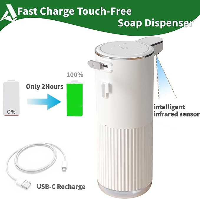 2Pack Automatic Soap Dispenser, Touchless Foaming Soap Dispenser Bathroom,Upgrade Hand & Dish Electric Dispenser 4-Level Adjustable Waterproof Wall Mount Kitchen Auto Soap Pump for Thin & Thick Liquid