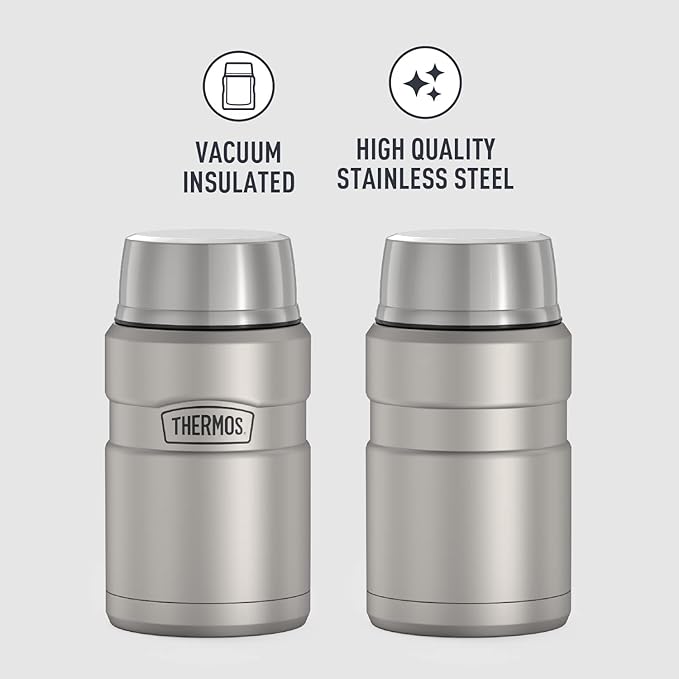 THERMOS Stainless King Vacuum-Insulated Food Jar,24 Ounce,Matte Steel,(Pack of 4)