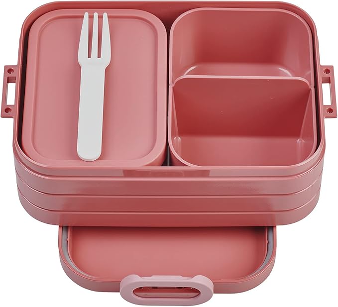 Mepal Bento Box Midi - Bento Lunch Box For 2 Sandwiches or 4 Bread Slices - Adults, Snacks & Leftovers - Vivid Mauve