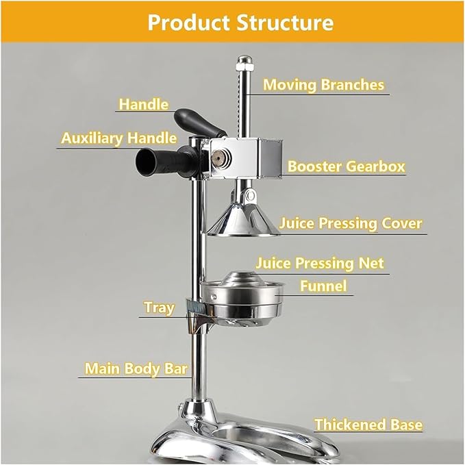 Cast Iron Citrus Juicer,Hand Press Juicer Machine, Hand Press Squeezer, Stainless Steel Crusher, Manual Lemon Press With Large Pressure Plate, Easy Juice Extraction