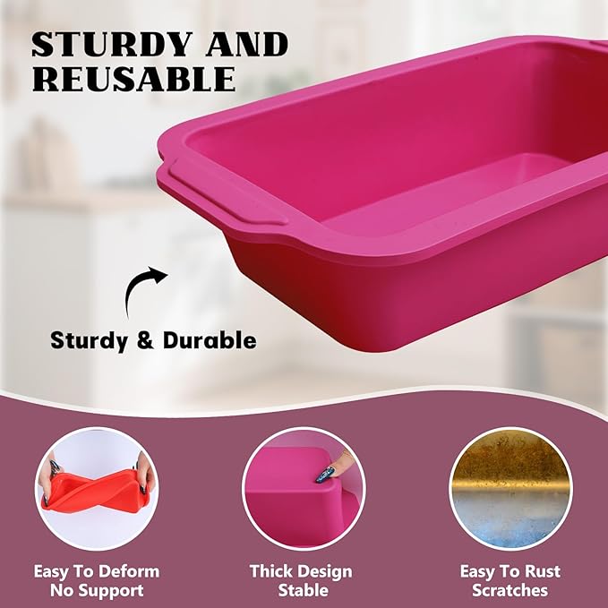 Bread Pans for Homemade Bread：9.5 x 5 Inch Silicone Loaf Pan for Baking with Metal Frame - Nonstick Banana Loaf Tin Tray for Sandwich Sourdough Pumpkin Sour Dough - for Oven Kitchen Home Bakers