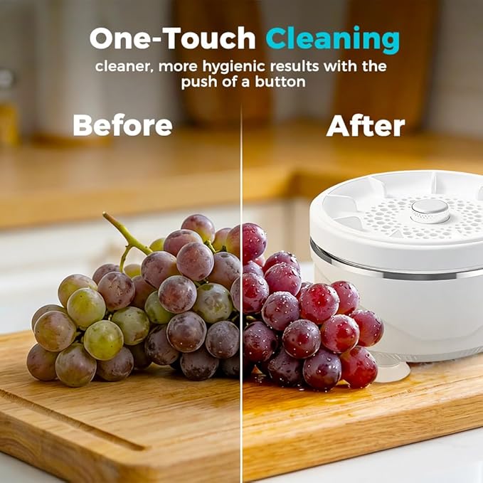 2026 New Fruit and Vegetable Cleaner Machine, Fruit Washing Device Titanium Electrolysis Fruit and Veggie Cleaning Machine, Waterproof Food Purifier for Fruits, Vegetables, Meat and Tableware (A)