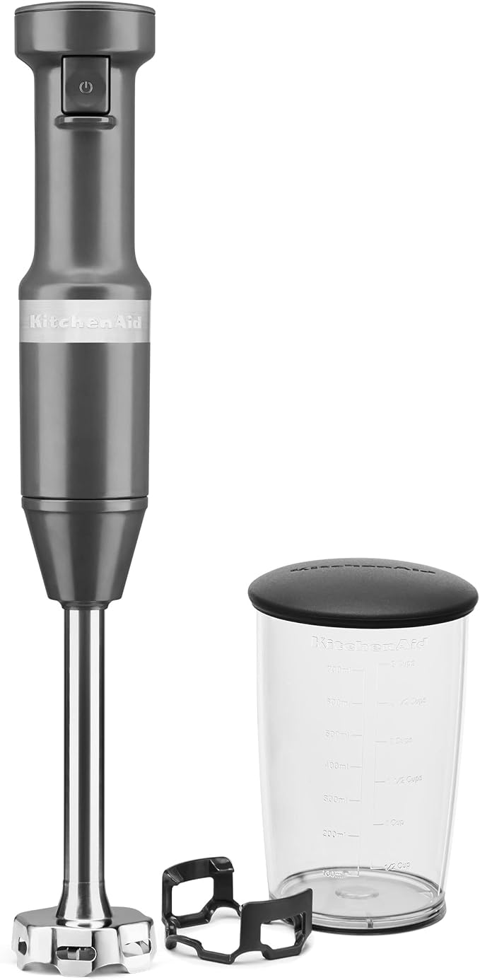 KitchenAid 5-Speed Ultra Power Hand Mixer - KHM512, Contour Silver & Variable Speed Corded Hand Blender KHBV53, Charcoal Grey