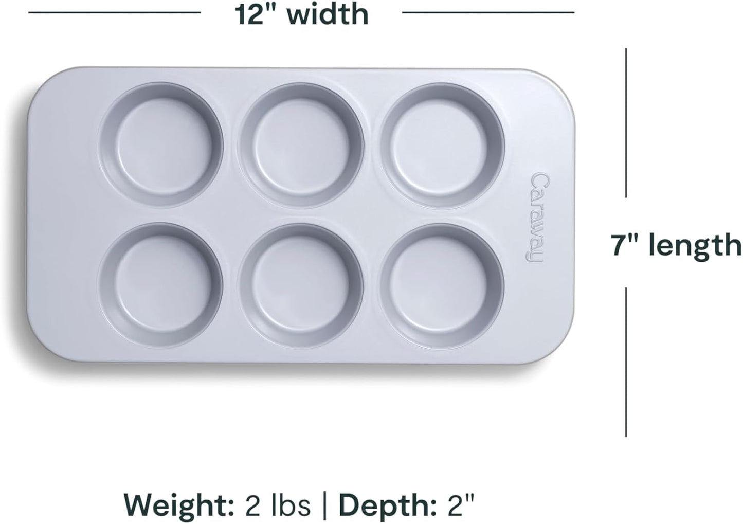 Caraway Nonstick Ceramic 6 Cup Muffin Pan Duo – Non-Toxic, PTFE & PFOA Free – Oven Safe – Aluminized Steel Core – Small Muffin Pan for Baking Cupcakes, Muffins & More - Black