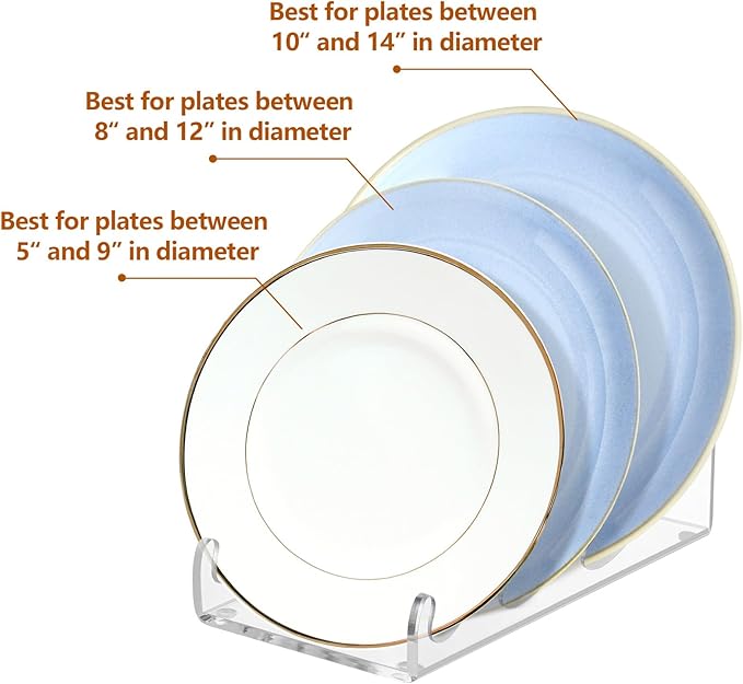 4 Pcs Acrylic 3-Tier Plate Display Stand,Clear Dinnerware Holder for China Platters Kitchen & Cabinet Organizer Rack for Tableware Display (3-Tier)