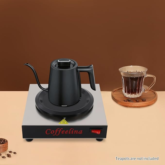 Commercial Coffee Warmer, 110V 80W Stainless Steel Portable Warmer Double, 5.9inch Cup Beverage Warmers for Coffee Milk Tea, Desk Coffee Heater for Cafe Break Room Buffet Event Use