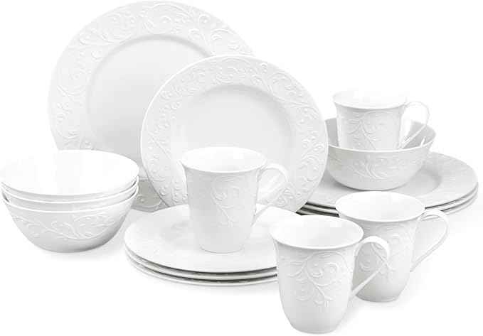 Lenox 851746 Opal Innocence Carved 16-Piece Dinnerware Set