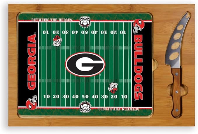 PICNIC TIME NCAA Icon Glass Top Cutting Board & Knife Set, Cheese Boards Charcuterie Boards, Serving Platter, (Parawood & Bamboo)