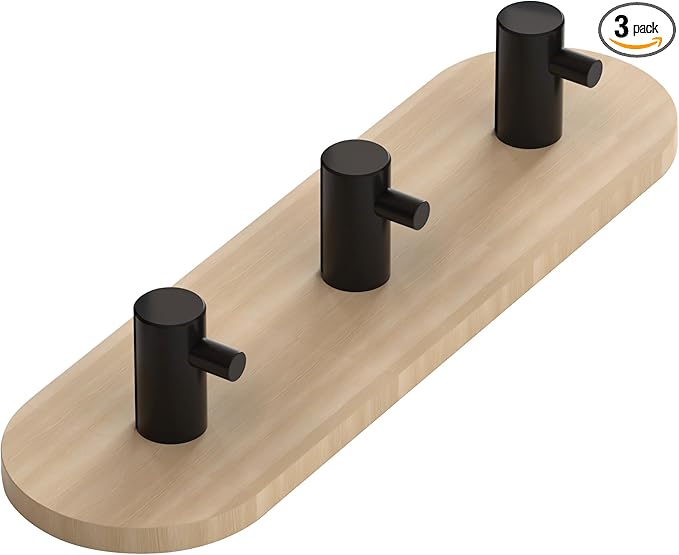 Kayqi 304 Stainless Steel Modern Large Hooks, Suitable for Various scenarios Such as bathrooms, Kitchens, bedrooms, Offices, etc. (Set of 2) (Black)