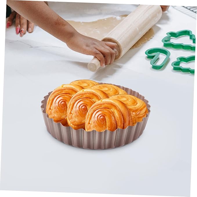 4pcs Removable Bottom Non-stick Quiche Pans Heavy-duty Tart Baking Tray for Home and Restaurant Use for Tarts Pies and Desserts
