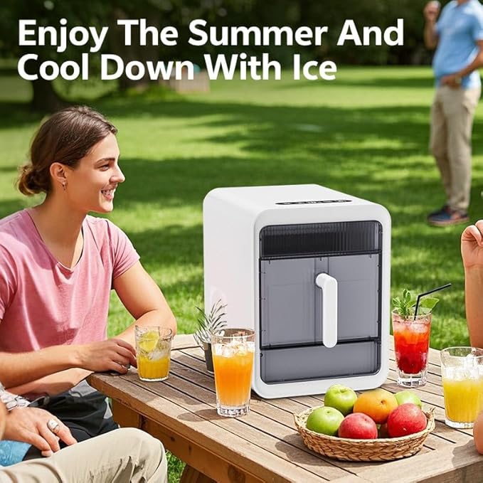 Clear Ice Maker, Makes 12 Ice Cubes in 10 Mins, Portable Self-Cleaning Countertop Ice Maker, Suitable for Whiskey, Vodka, Cocktails, Beer, Juice, Drinks and More