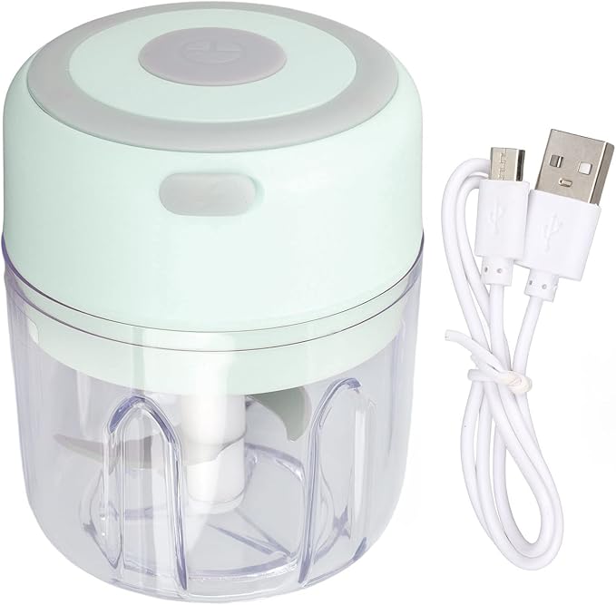 Electric Garlic Chopper, Mini Electric Garlic Chopper Large Capacity Powerful Motor 304 Stainless Steel Food Processor 250ml (Green) Baby Food Grinder