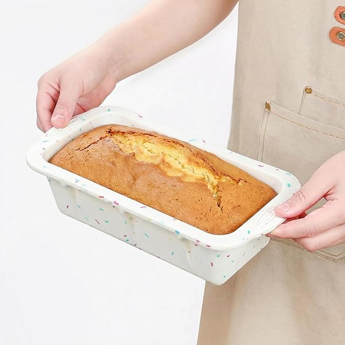 23 PCS Silicone Baking Set, Nonstick Pans Sets with Round Cake Pans, Muffin Pan, Baking Cups and Spoons for Making Bread, Cupcakes and Desserts (White)