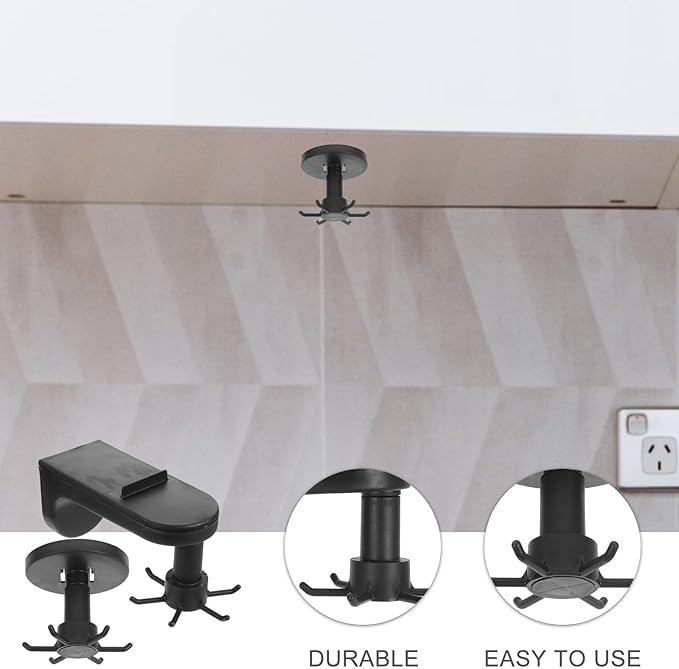 TOYANDONA 2pcs Multi-Functional Rotating 6-Claw Adhesive Wall-Mounted Kitchen Utensil Hooks Black Under Cabinet Hanging Storage and Cooking Utensil Organizer