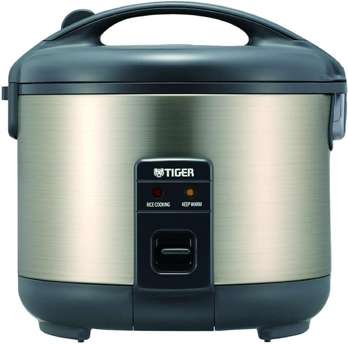 Tiger JNP-S10U 5.5 Cup Capacity White Rice Cooker with Spatula and Measuring Cup Bundle with Rice Washing Bowl and Bamboo Spoon (3 Items)
