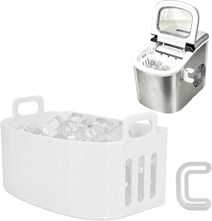 Replacement Ice Basket Compatible with Magic Chef & for Frigidaire Countertop Ice Makers - Durable Storage Bucket, Direct Fit Spare Part, No Assembly Required (White)