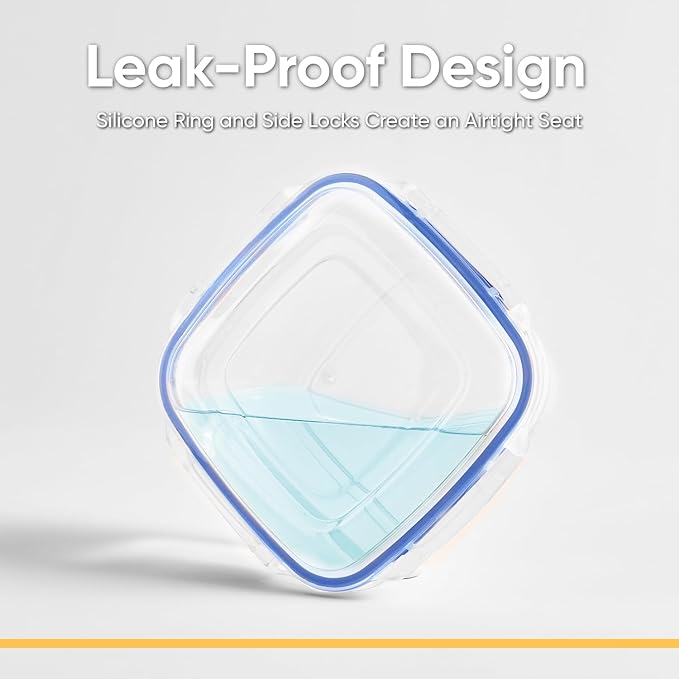 Superio Plastic Food Storage Containers with airtight Lid for Pantry, Fridge- BPA Free, Leakproof Sealed Container- Microwave, Dishwasher and Freezer Safe, Clear (20 Cup- 4 Pack)