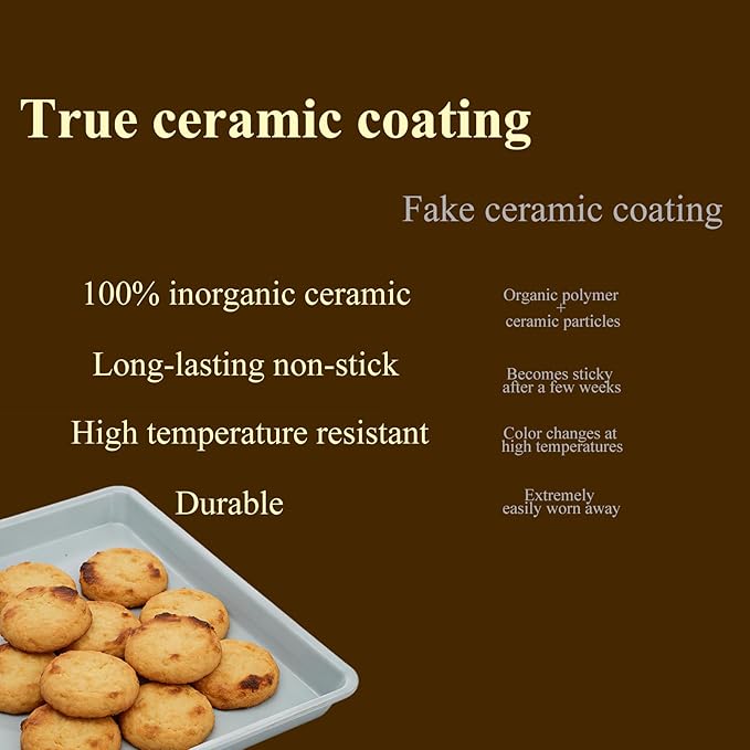 Cookie Sheets for Baking 18x13", Half Ceramic Baking Sheet, Non-Stick & Non-Toxic Ceramic Coating, 2.2mm Thick Aluminum Oven Trays for Cooking, PTFE & PFOA Free