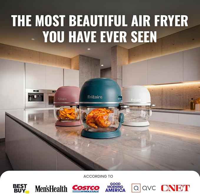 Non Toxic Air Fryer™ Pro | 9-in-1 Glass Air Fryer | Self-Cleaning | 5 Quart | Rotisserie and Tumbler | 400F Vortex For Even Cooking, BPA-Free Teflon Free, Recrisp, Roast, Bake, Lavender