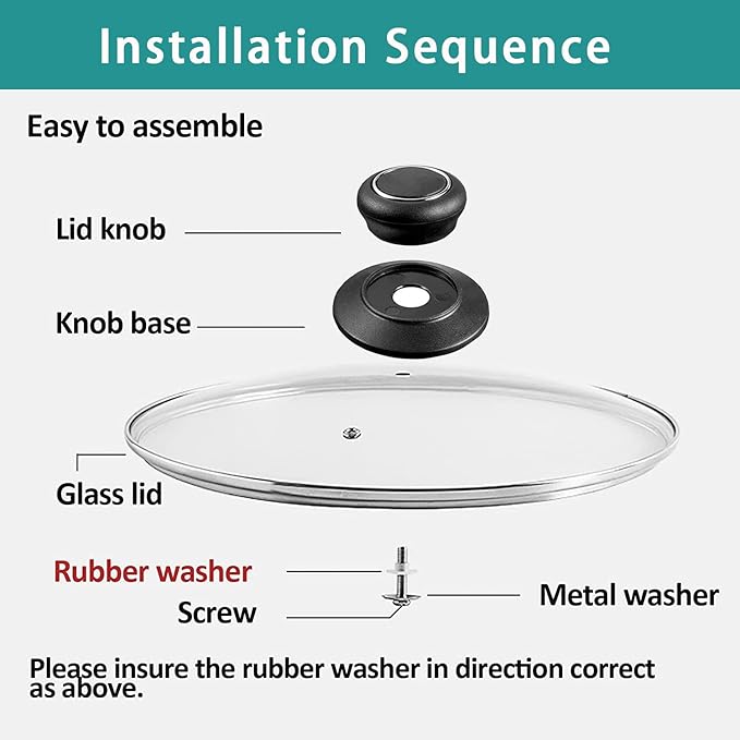10.5 Inch Glass Lid for Frying Pan, Fry Pan, Skillet, Pan Lid, Fits Pot, Cast Iron Skillets 10.5", Clear