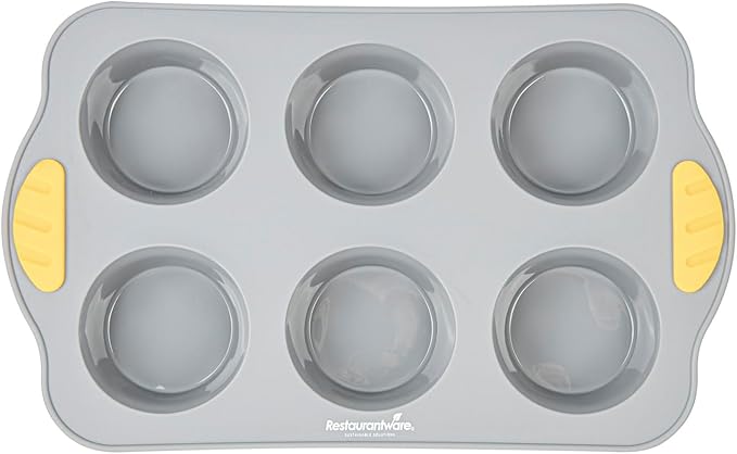 Restaurantware Silicone Baking Molds Pack of 40 Non-Stick Muffin Molds with Handles 6 Compartments, Oven-Friendly Dishwashable Freezer-Friendly Heat-Resistant Gray Silicone Cupcake Muffin Pans