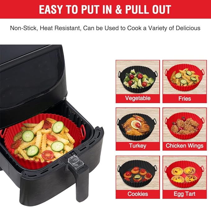 Silicone Liners for Ninja Air Fryer AF101/161/150, Compatible with COSORI/Gourmia/PowerXL/Instant Essentials/Fabuletta/Chefman/Dreo/Ultrean Air Fryer 3-5QT